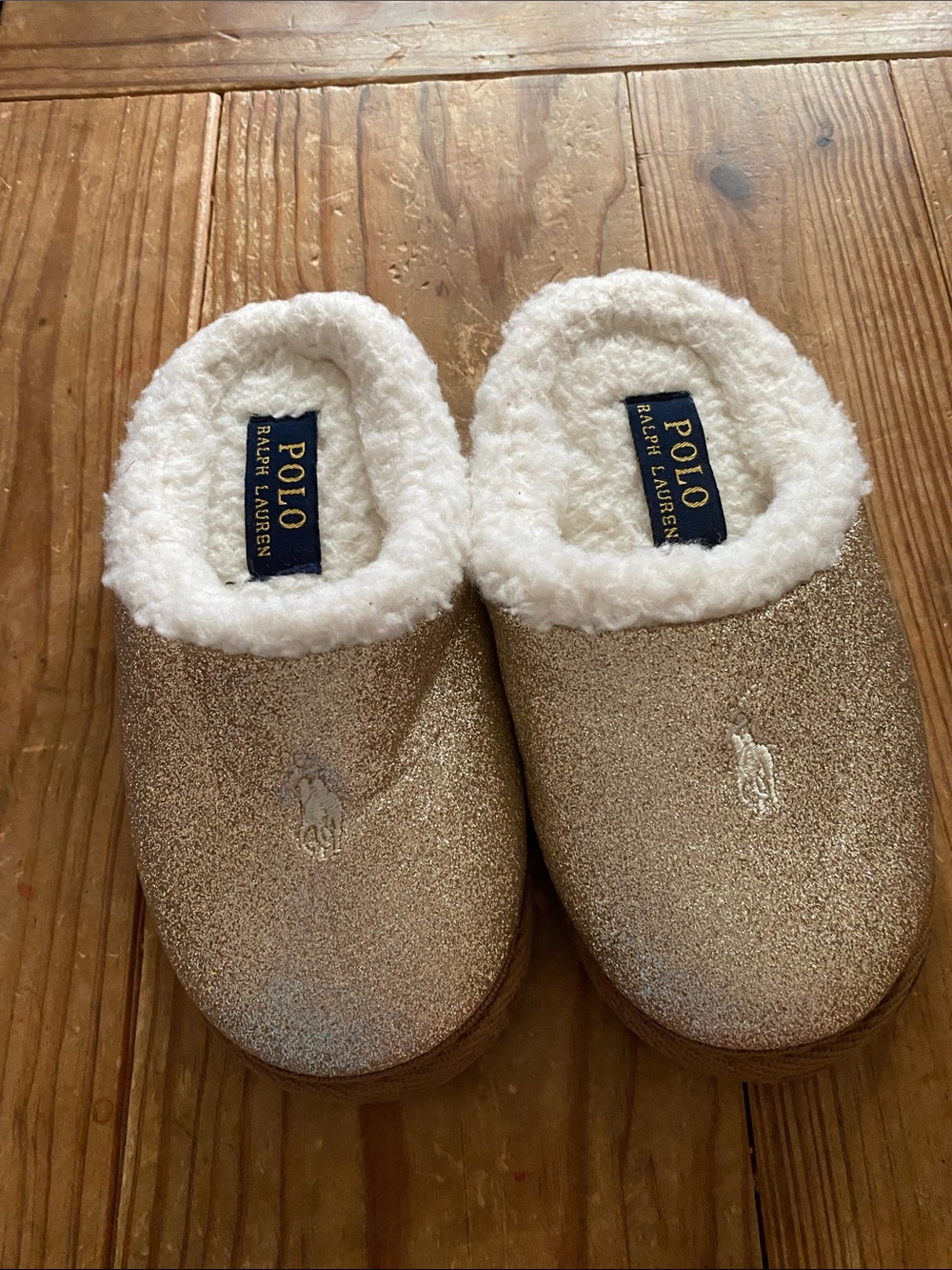 Polo by Ralph Lauren Kids Glitter Gold Slip-On Slippers